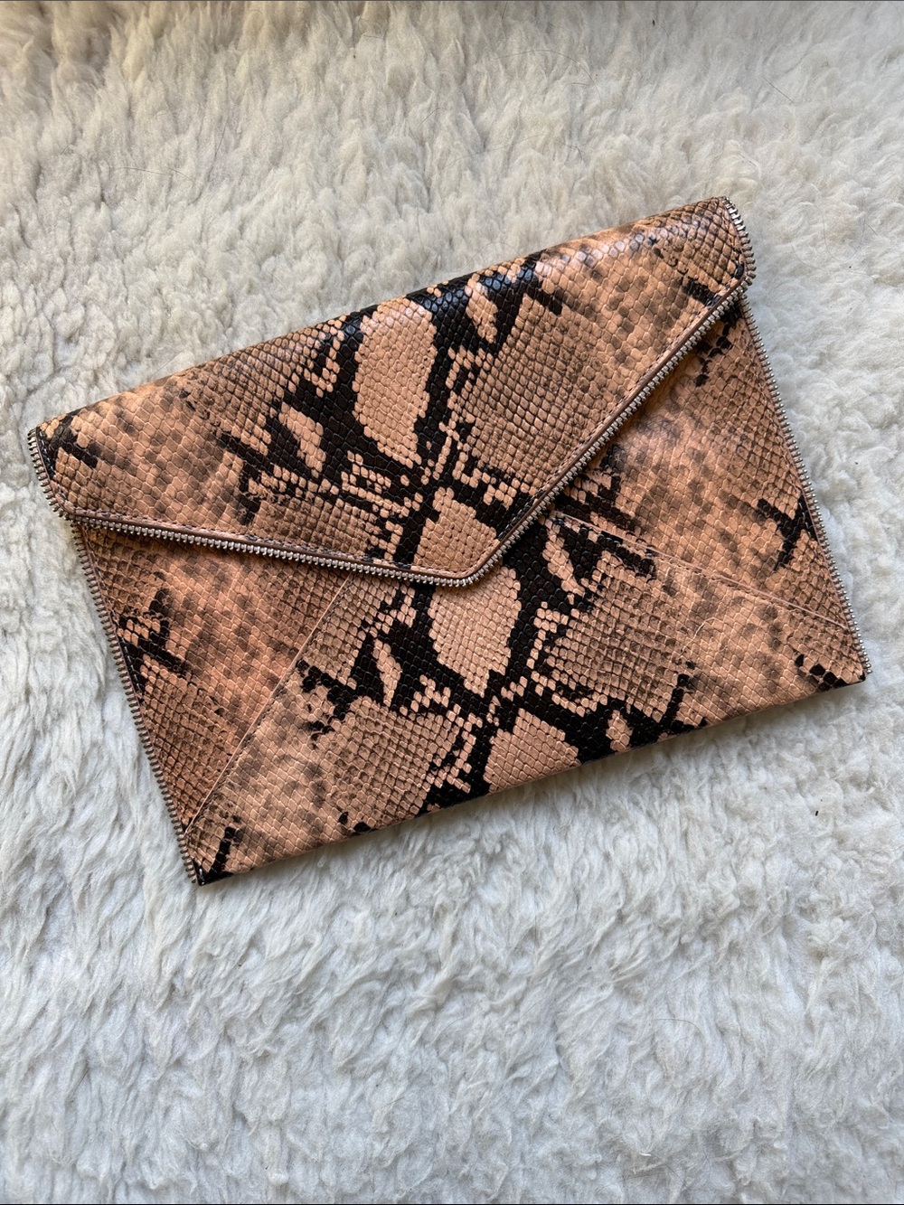 Rebecca Minkoff NWOT Snake-Print Envelope Clutch